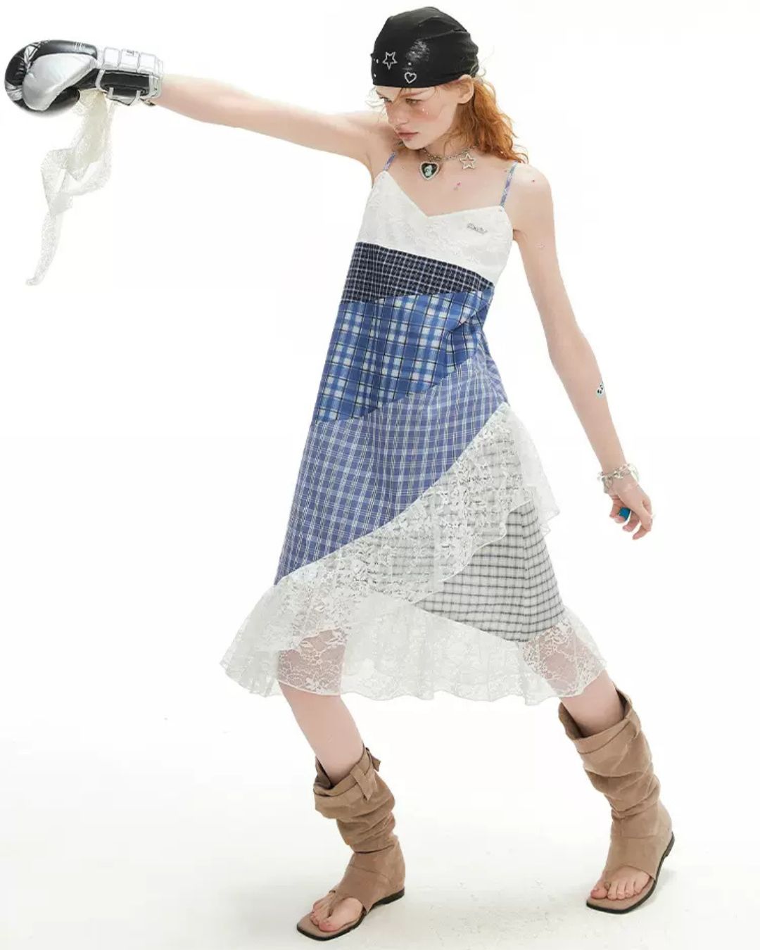 0 maxi check dress