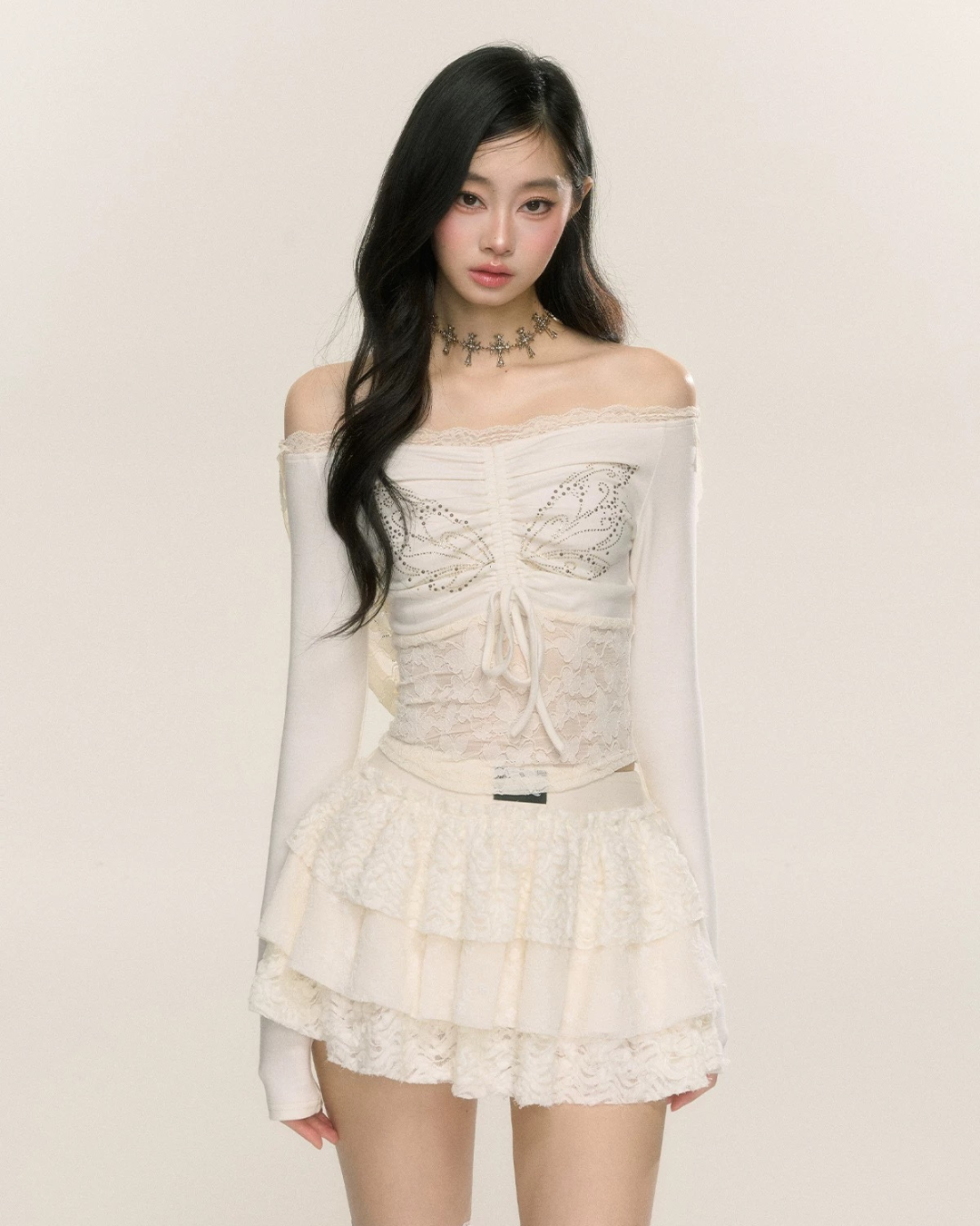 02 lace shoulder tops