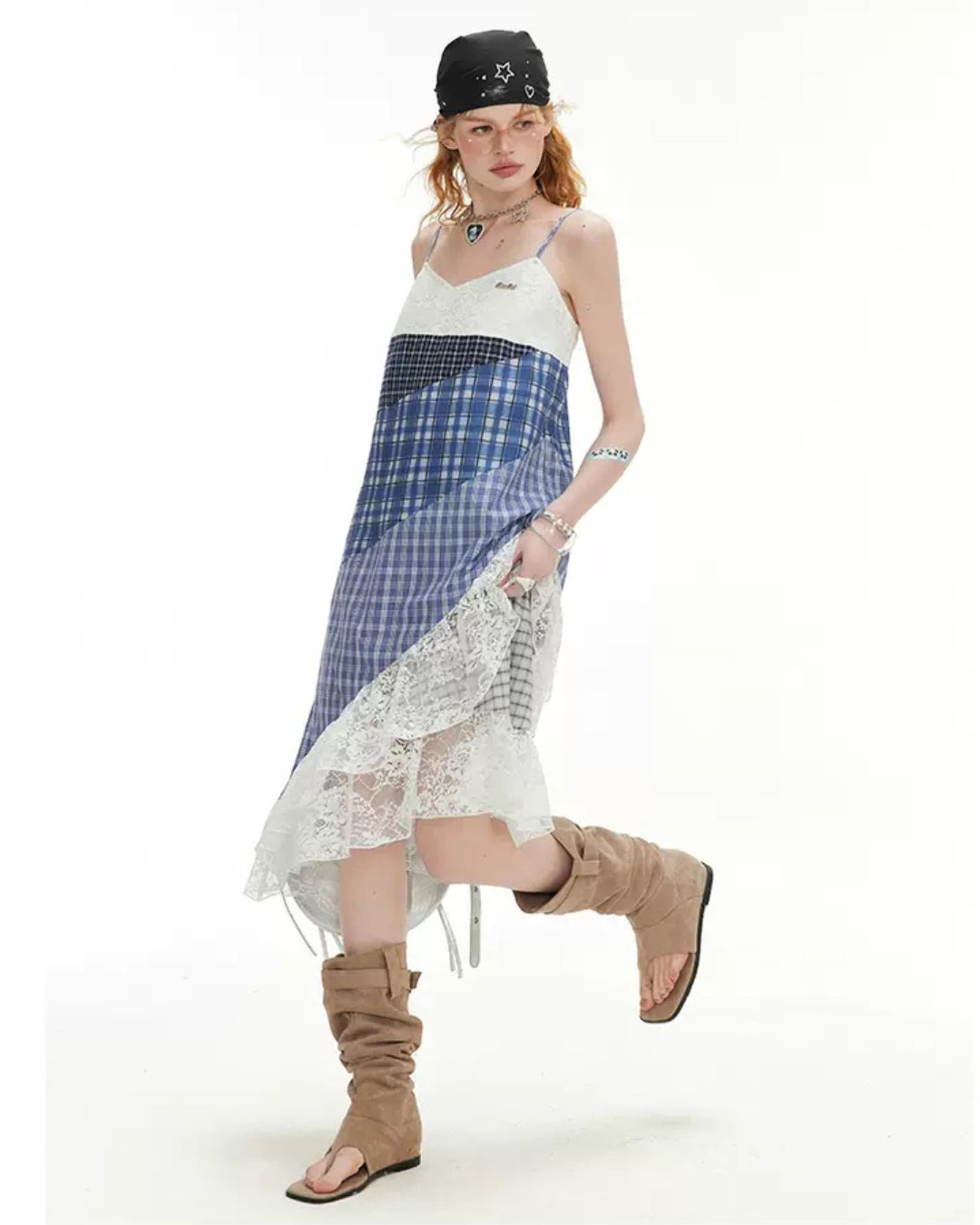 0 maxi check dress