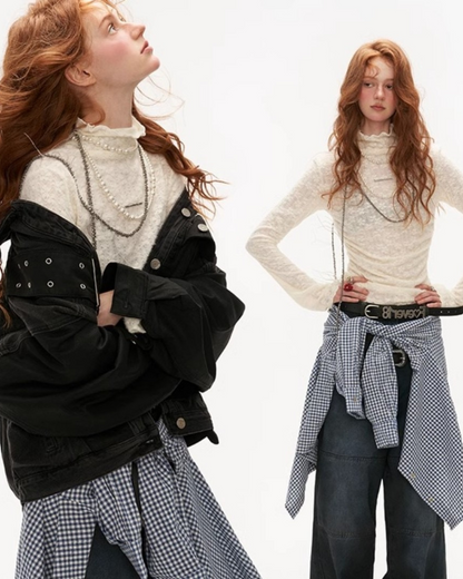0 high neck long T
