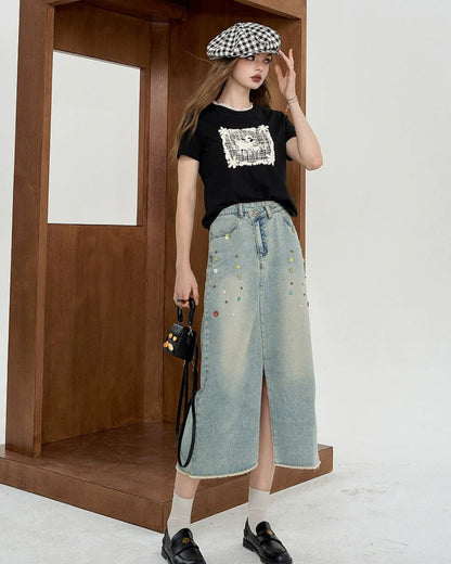 0 denim skirt