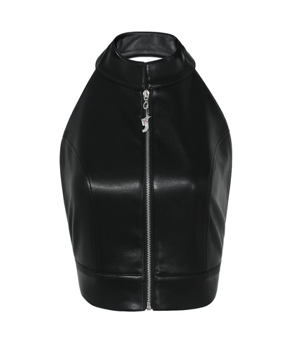 leather no sleeves tops