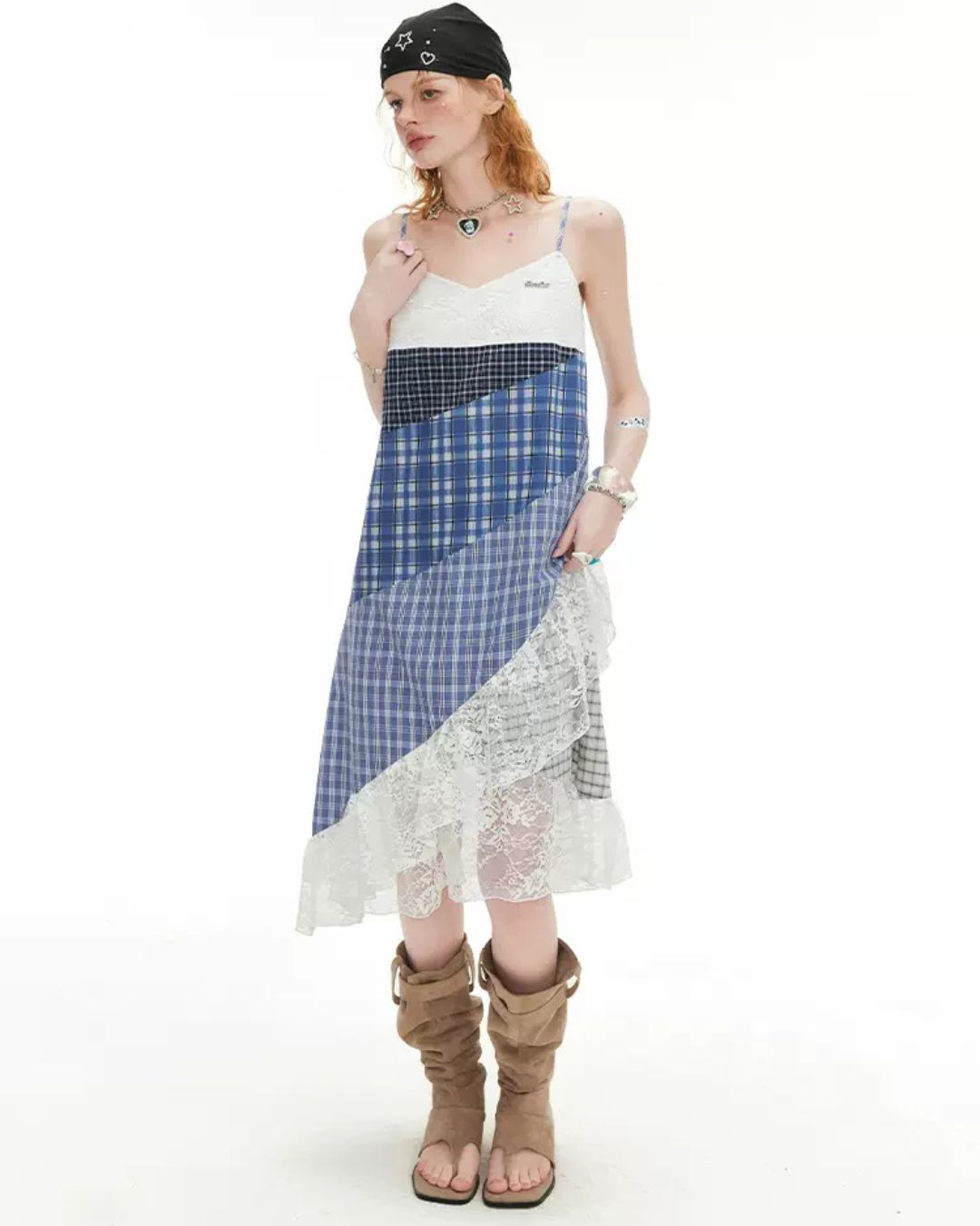 0 maxi check dress
