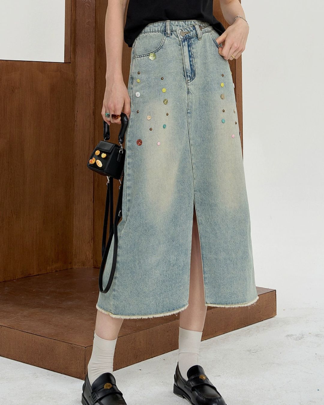 0 denim skirt