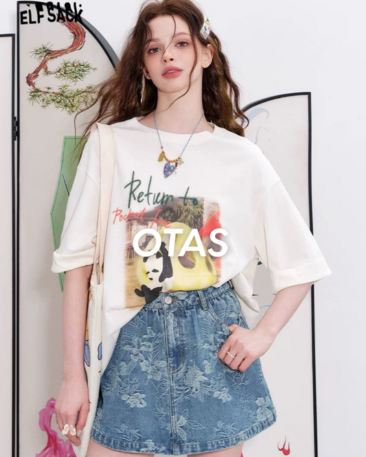 Flower denim skirt