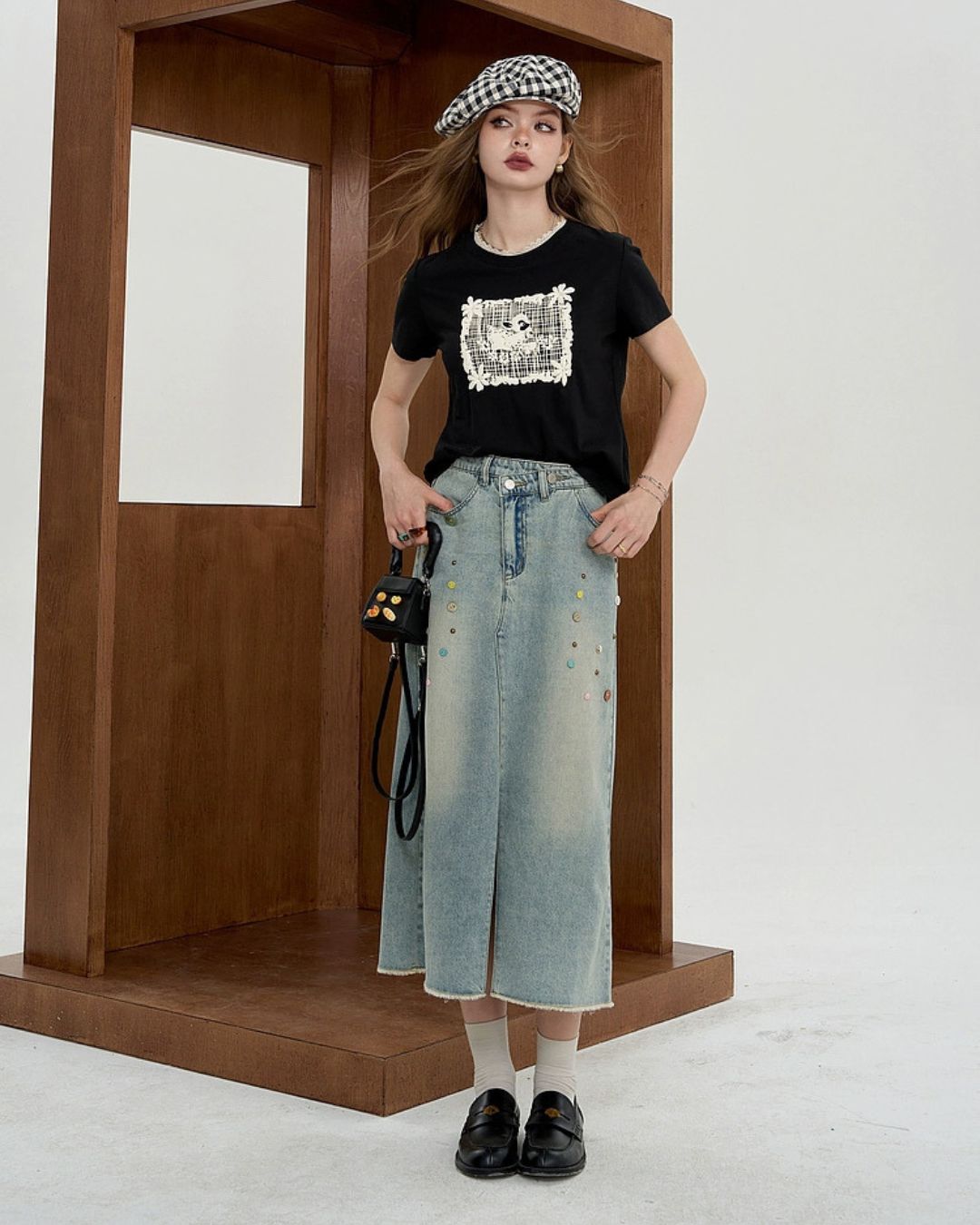 0 denim skirt