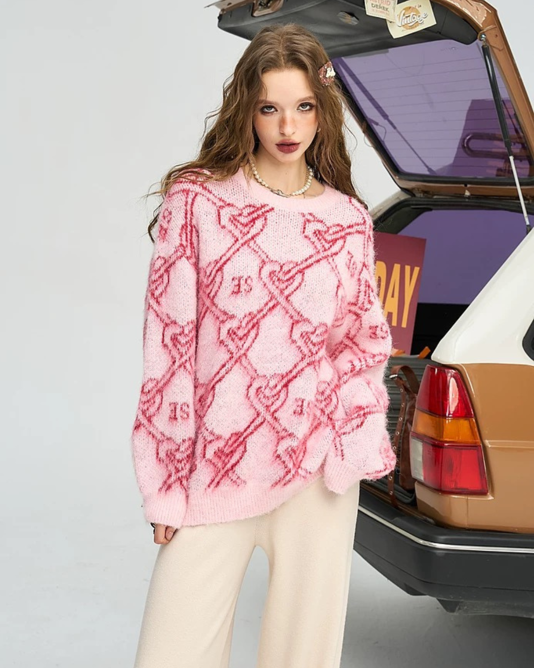 01 heart chain knit